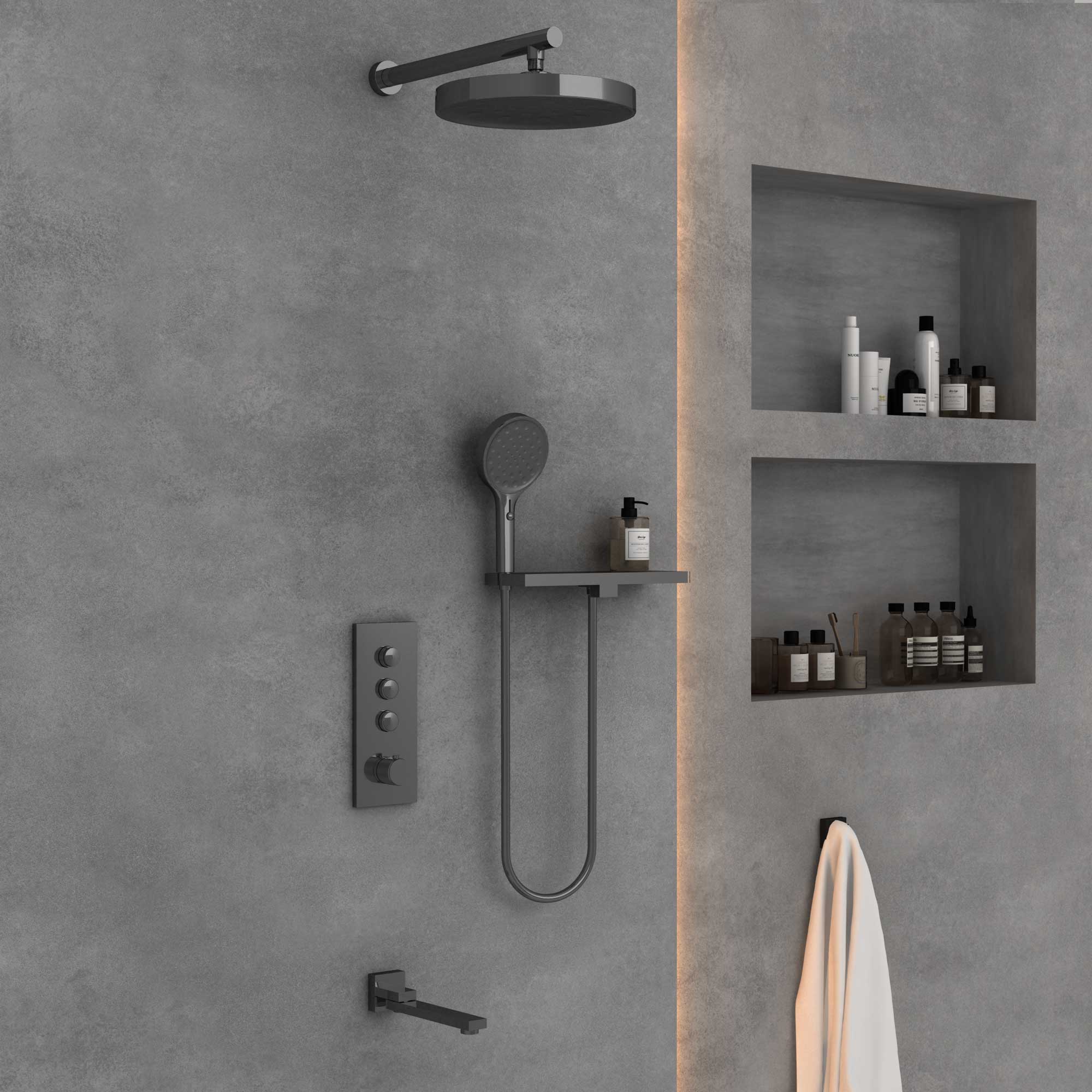 Душевой комплект Vincea Inspire с термостатом темный хром VSFW-433TI2RGM - 2