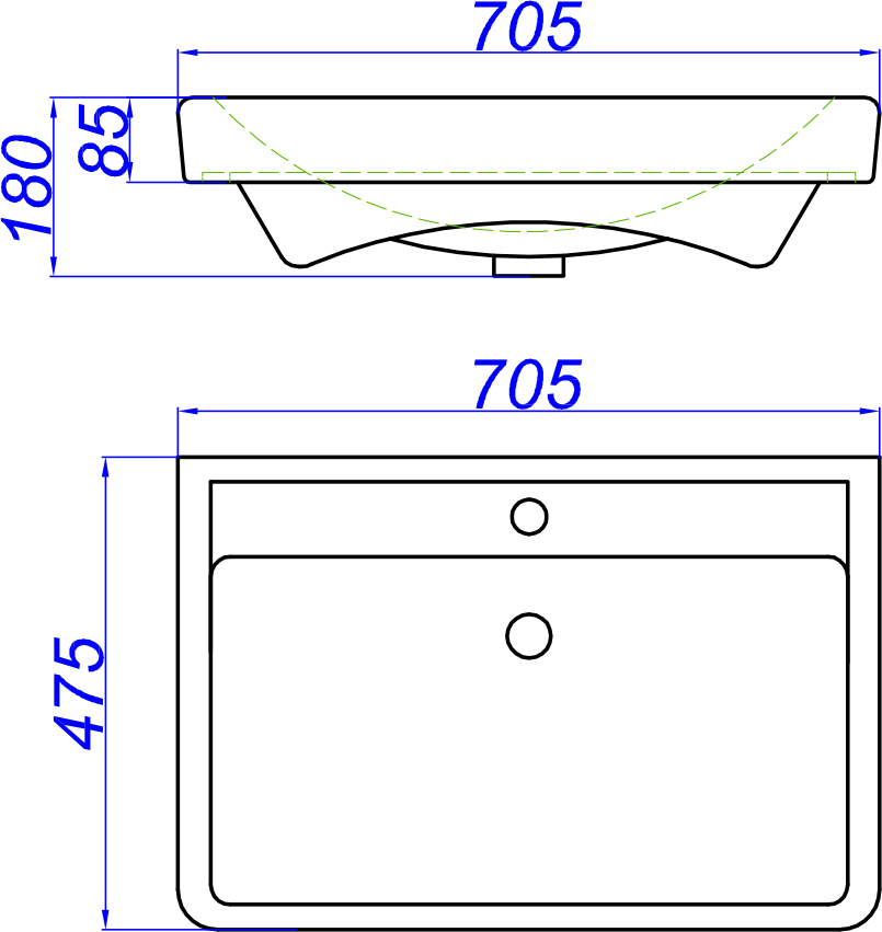 Тумба с раковиной Aqwella Neo 70 подвесная - 6