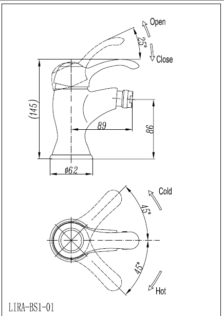 Смеситель для биде Cezares Lira  LIRA-C-BS1-BLC - 4