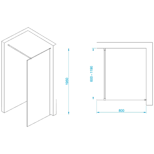 Душевая перегородка RGW Walk In WA-002B 80х195 профиль черный стекло матовое 35100208-24 - 2