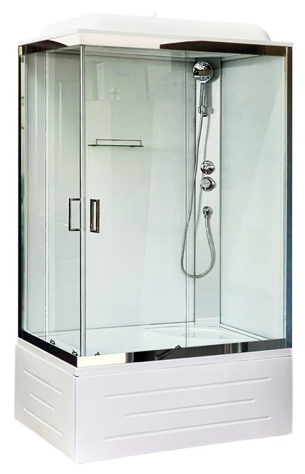 Душевая кабина Royal Bath 100x80 R стекло прозрачное задняя стенка белая RB8100BP5-WT-CH-R - 0