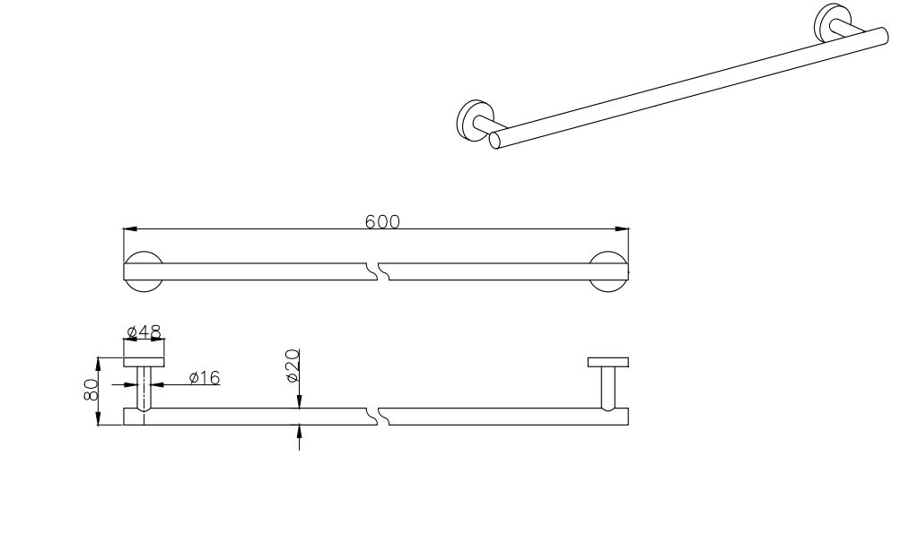 Полотенцедержатель AQUATEK ВЕГА AQ4014MB, матовый черный - 1