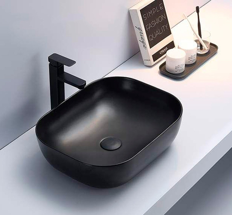 Раковина накладная CeramaLux NC 49 см черный матовый  78104-1MB - 1