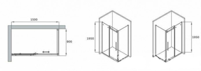 Душевой уголок RGW Tornado TO-44-1B 150х80 профиль черный стекло прозрачное 020744158-14 - 2