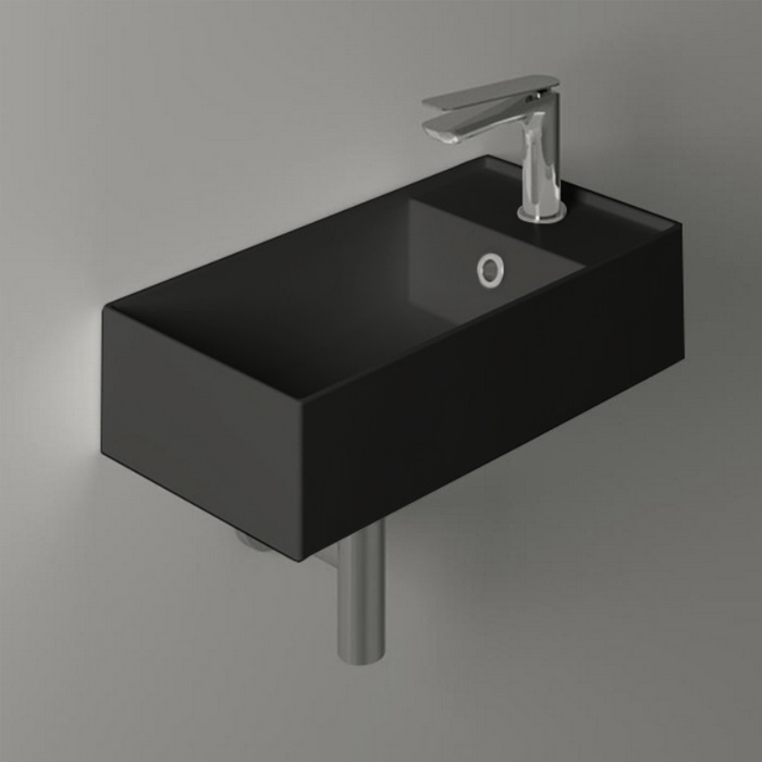 SIMAS AGILE Раковина подвесная 50х27 см, правая , с 1 отв под смеситель,цвет черный матовый AG50 nero matt*1 - 0