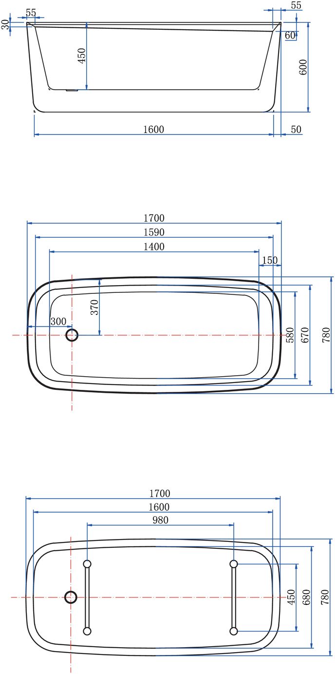 Акриловая ванна Allen Brau Priority 3 170x80, белая матовая 2.31003.21 - 1