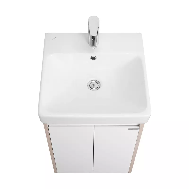 Тумба с раковиной Aquaton Сканди Doors 45 белый - светлое дерево 1A2787K0SDB20 - 1