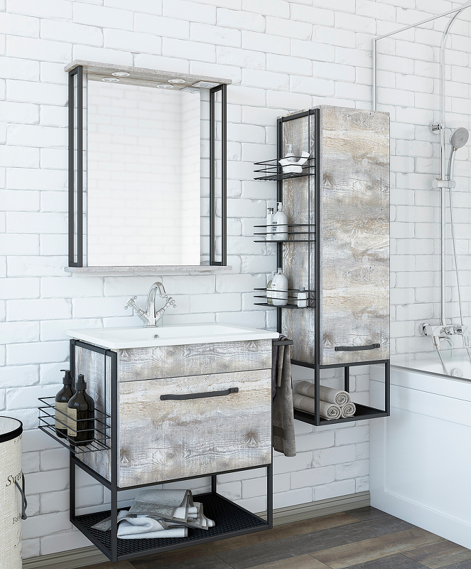 Зеркало Sanflor Бруклин 60 бетон пайн экзотик  С08253 - 1