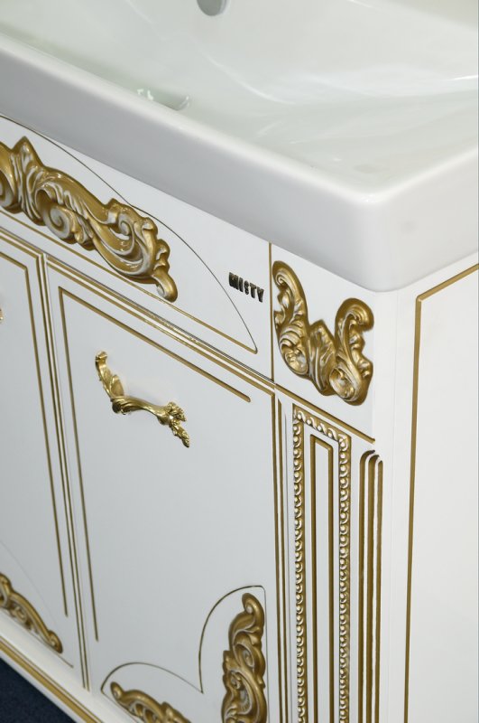 Тумба для комплекта Misty Барокко 100 белая, патина Л-Бар01100-013Пр - 4