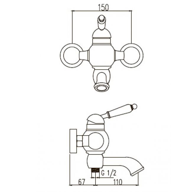 Смеситель для ванны с душем KAISER Wood  61022 - 1