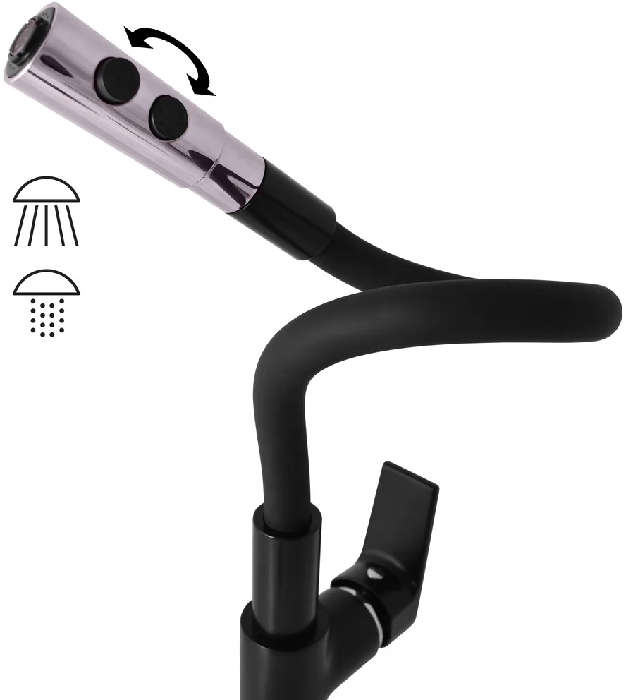 Смеситель для кухни Rav Slezak Colorado с гибким изливом черный матовый - хром CO119.5/12CMATC - 2