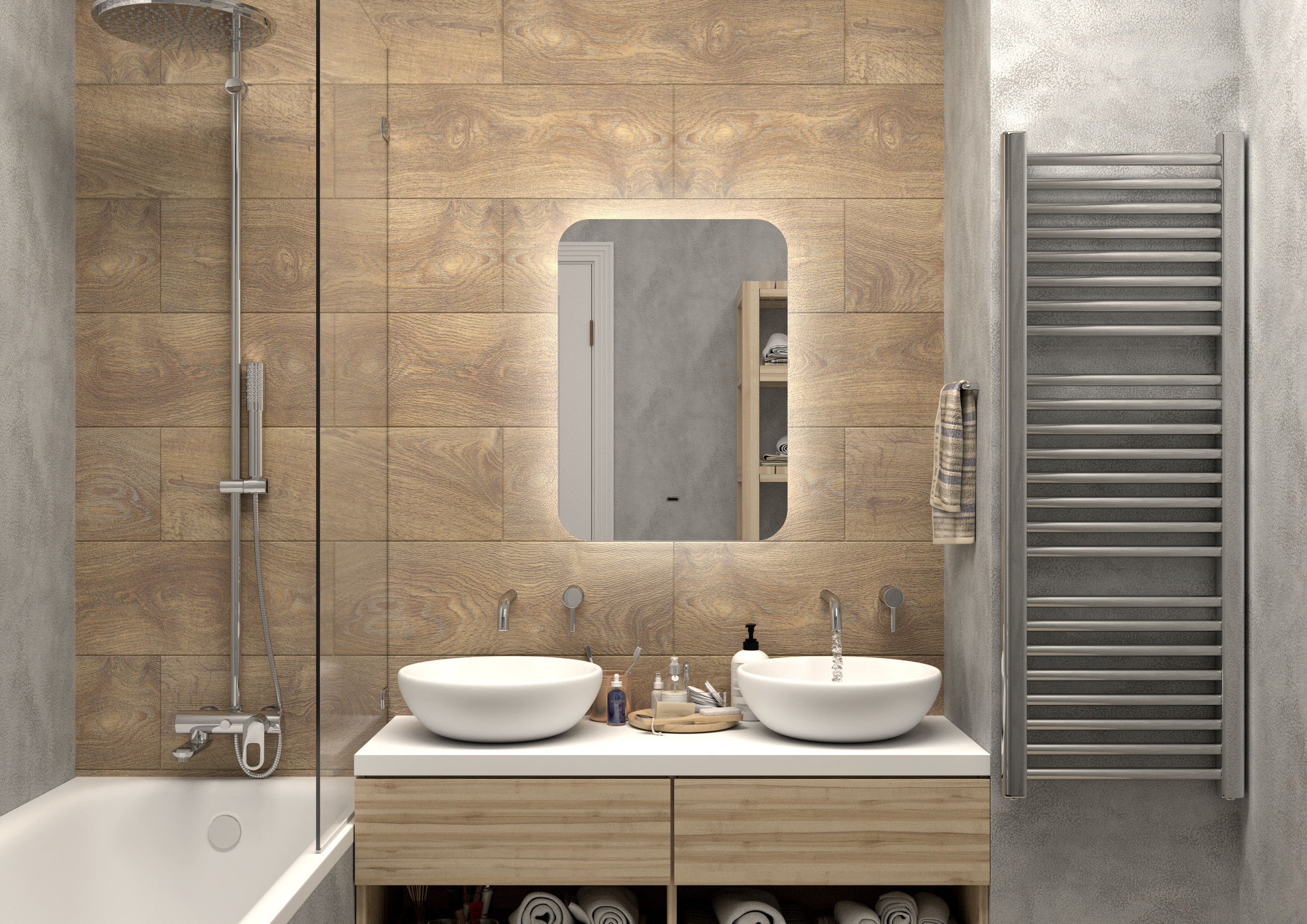 Зеркало DIWO Кострома 50 с подсветкой, прямоугольное, настенное, белое ЗЛП1718 - 5