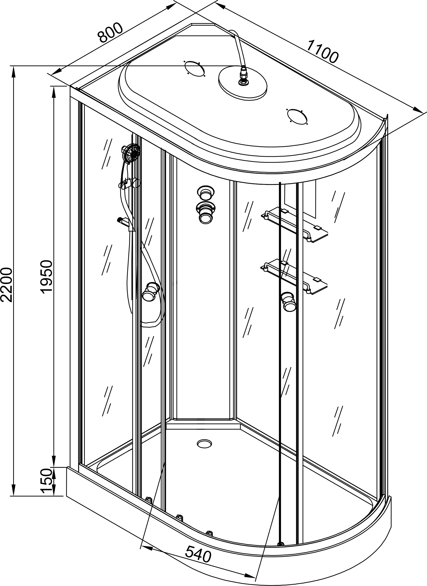 Душевая кабина DETO EM1511LEL - 7