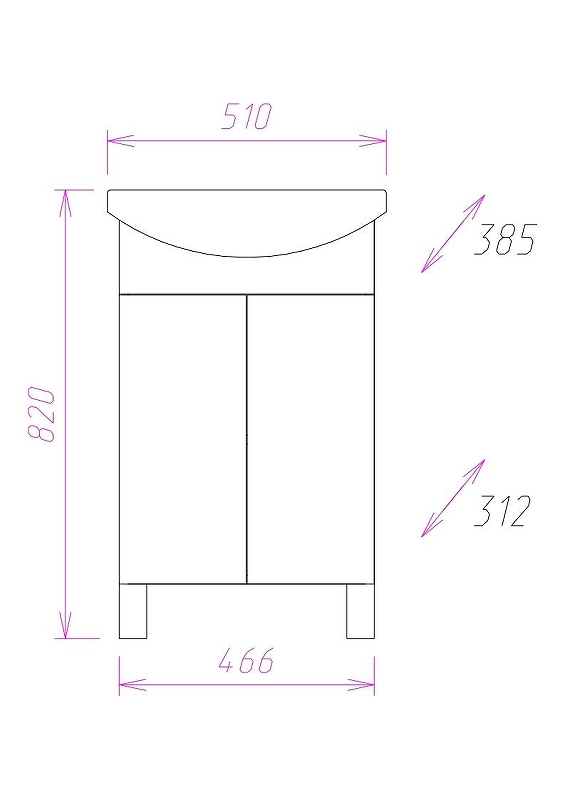 Тумба под раковину Onika Лига 50 белый 105030 - 2