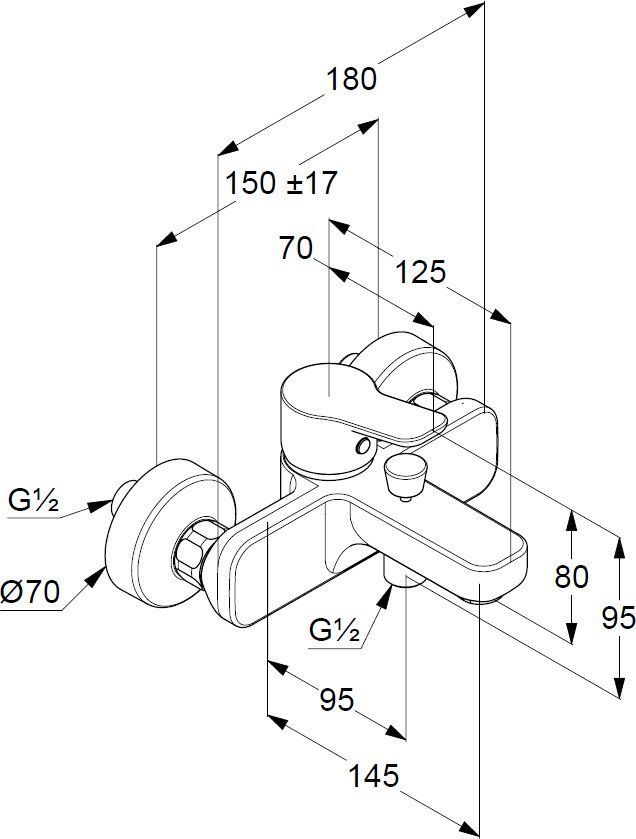 Смеситель Kludi Pure&Easy 376819165 для ванны с душем - 1