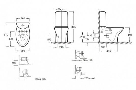 Чаша для унитаза-компакта Jacob Delafon Nouvelle Vague UJK102-00 - 1