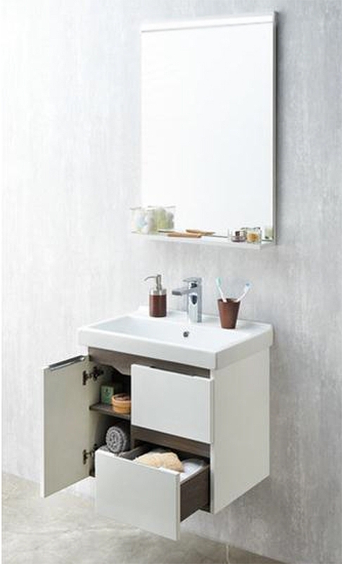 Тумба под раковину Aquaton Рене 60 белый-темное дерево 1A258501NRC80 - 8