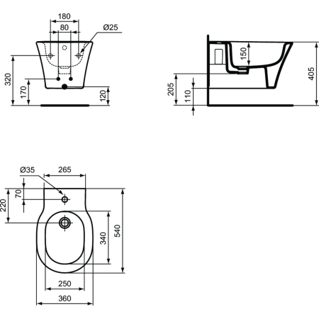 Биде подвесное Ideal Standard Connect Air белый  E233501 - 1