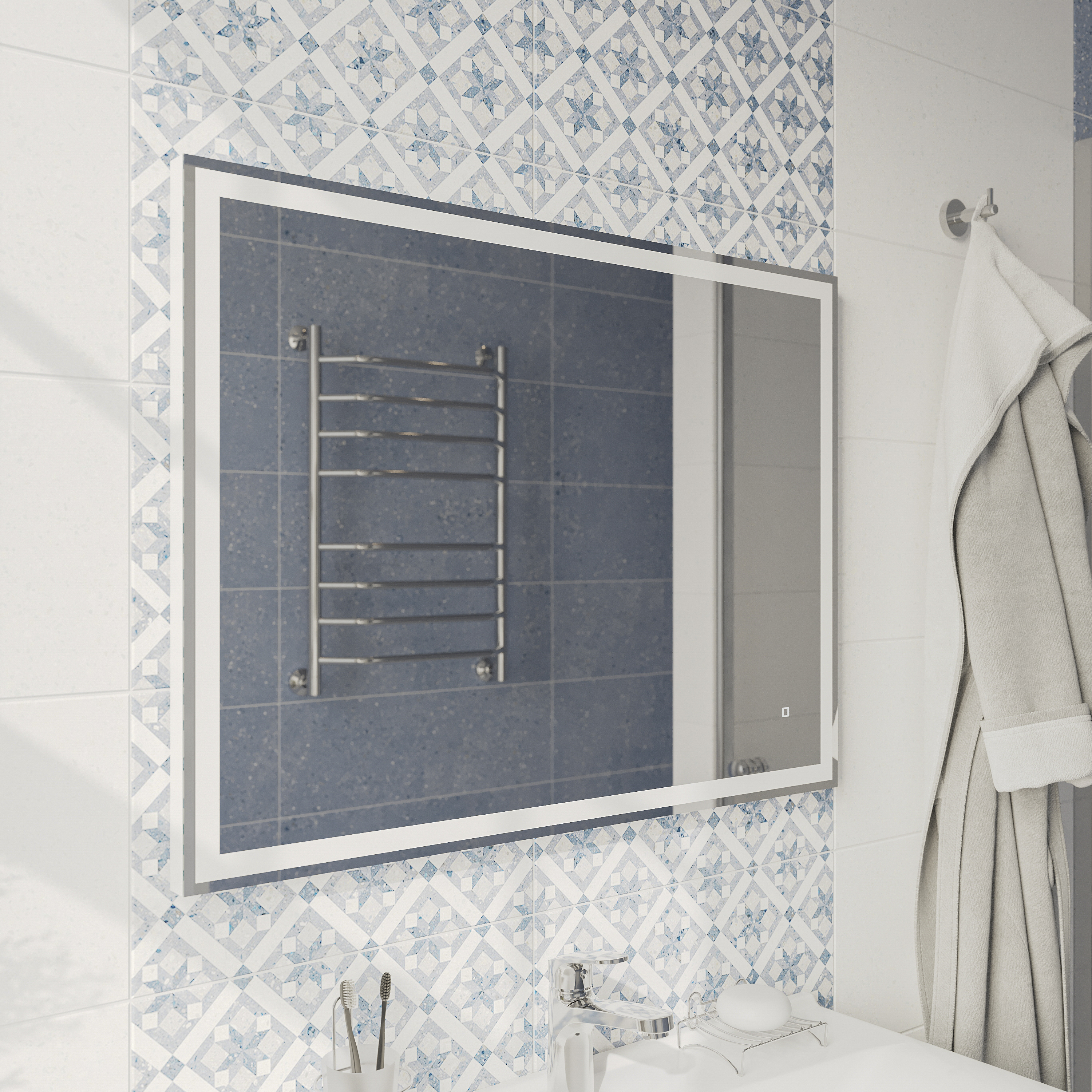 Зеркало DIWO Дмитров 80 с подсветкой светодиодной, прямоугольное, сенсорный светильник, настенное ЗЛП117 - 0