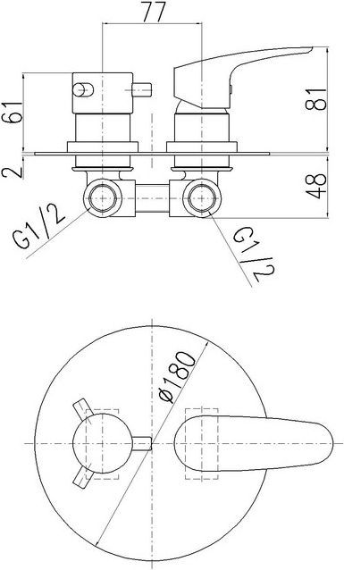 Смеситель Rav Slezak Amur Am786K с внутренней частью, для душа - 1