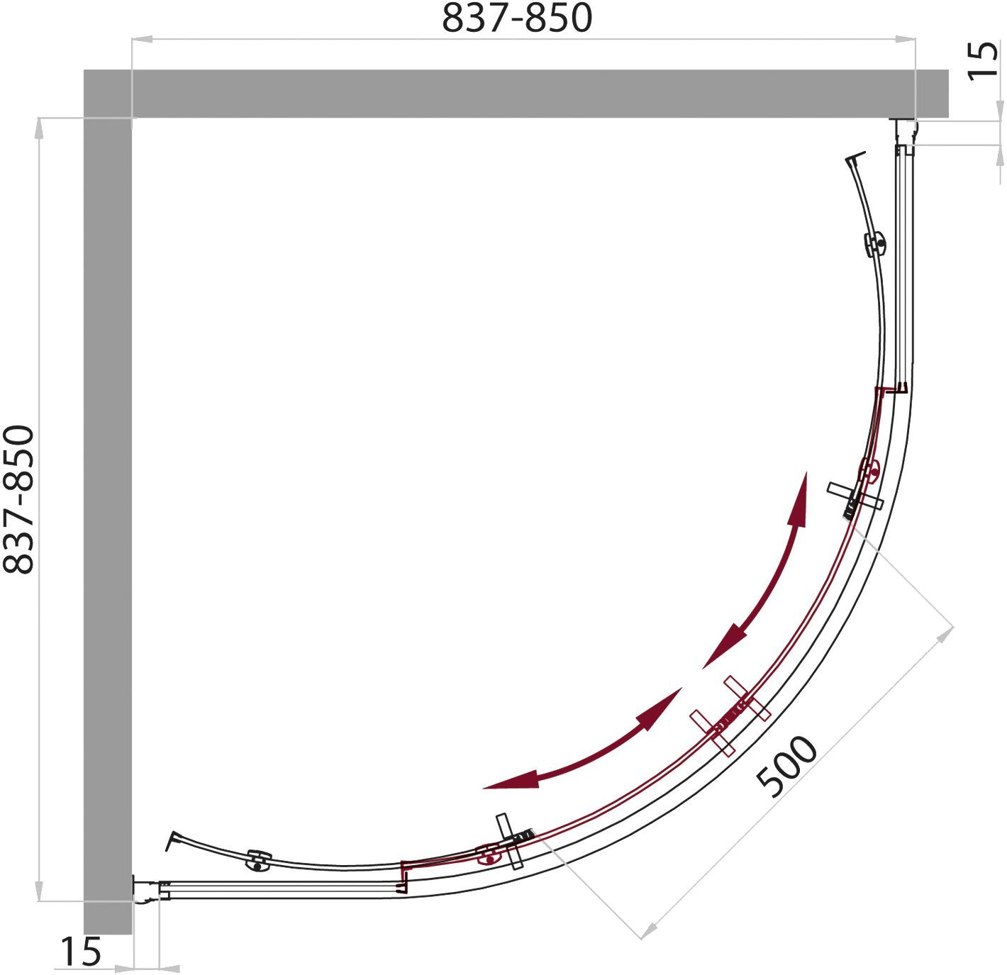 Душевой уголок BelBagno Uno R 2 85 P Cr UNO-R-2-85-P-Cr - 5