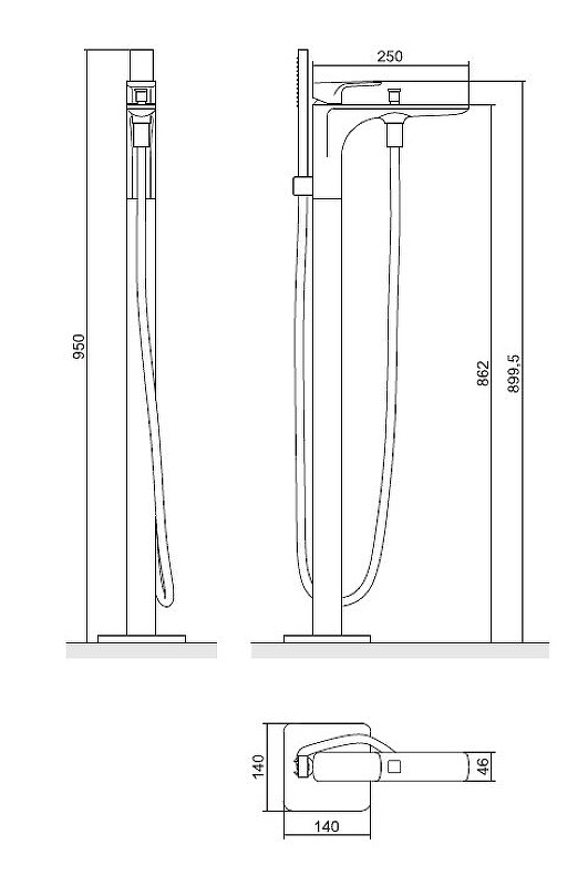 Смеситель для ванны напольный Excellent Keria хром AREX.2055CR - 2