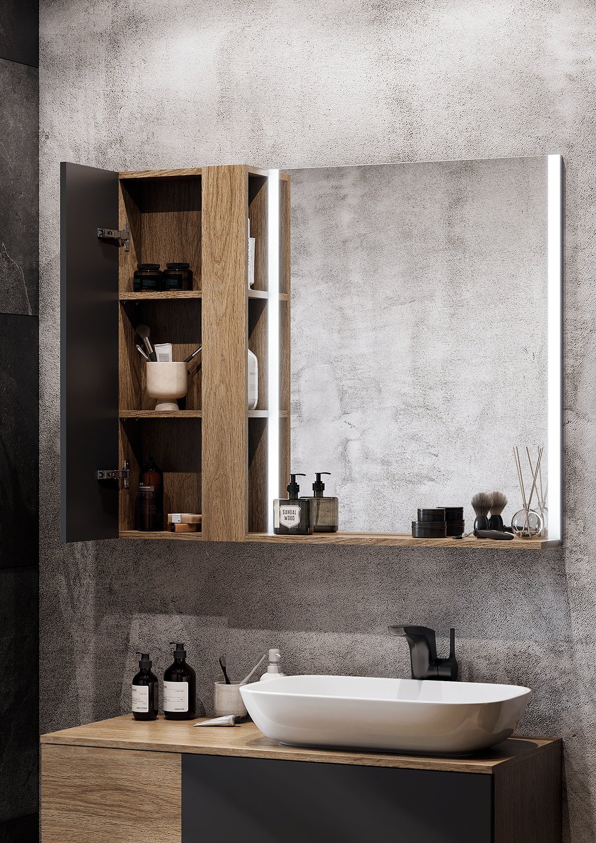 Шкаф подвесной Aquaton Терра 35 светлое дерево-серый 1A247103TEKA0 - 3