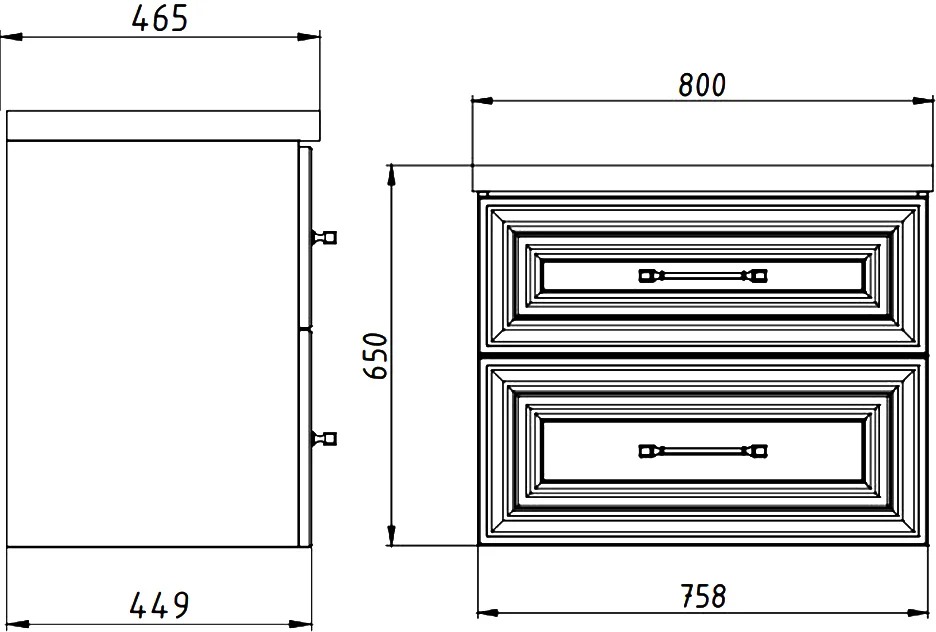Тумба под раковину без столешницы ASB-Woodline Валенца 80 слоновая кость 11920 СК - 5