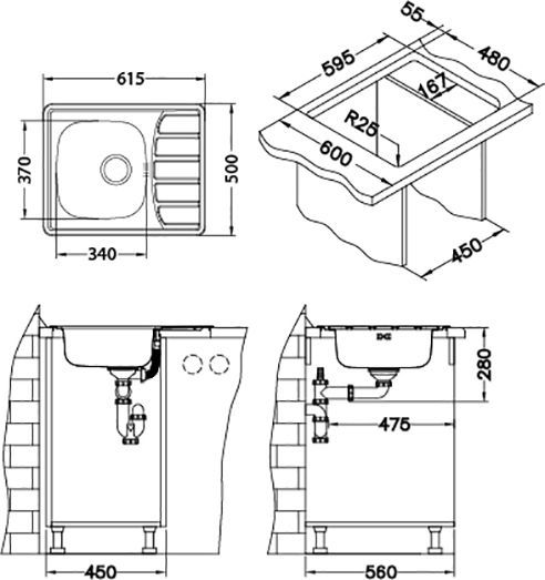 Мойка кухонная Alveus Zoom maxim 10 1100215 сатин - 2