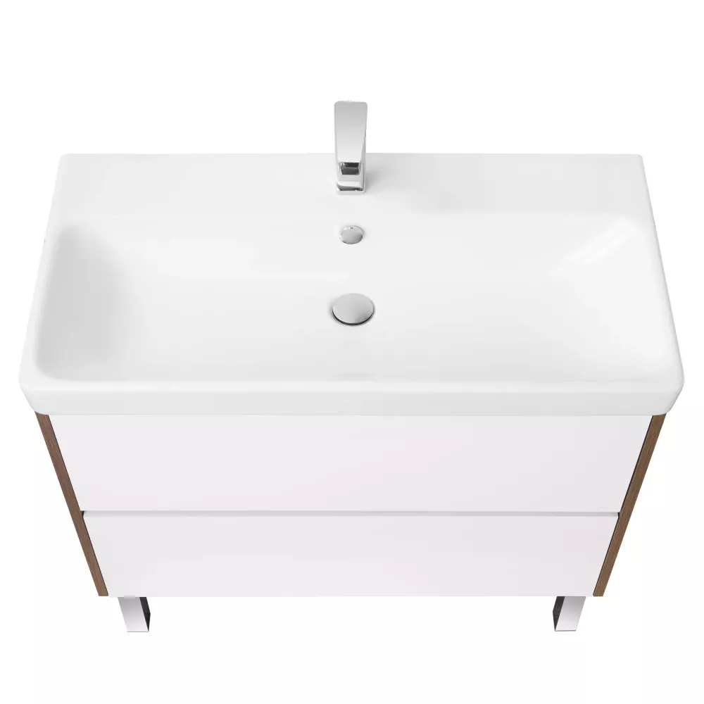 Тумба с раковиной Aquaton Сканди 90 белый - светлое дерево 1A2519K0SDZ90 - 2