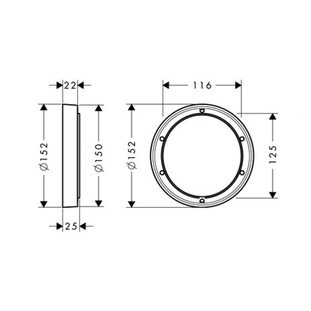HG 13 597 000 Удлинитель внешней части, Ø150 мм, L=22 мм 13597000 - 1