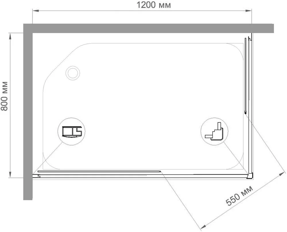 Душевой уголок Royal Bath HPD 120х80 профиль хром стекло рифленое RB8120HPD-C-CH - 2