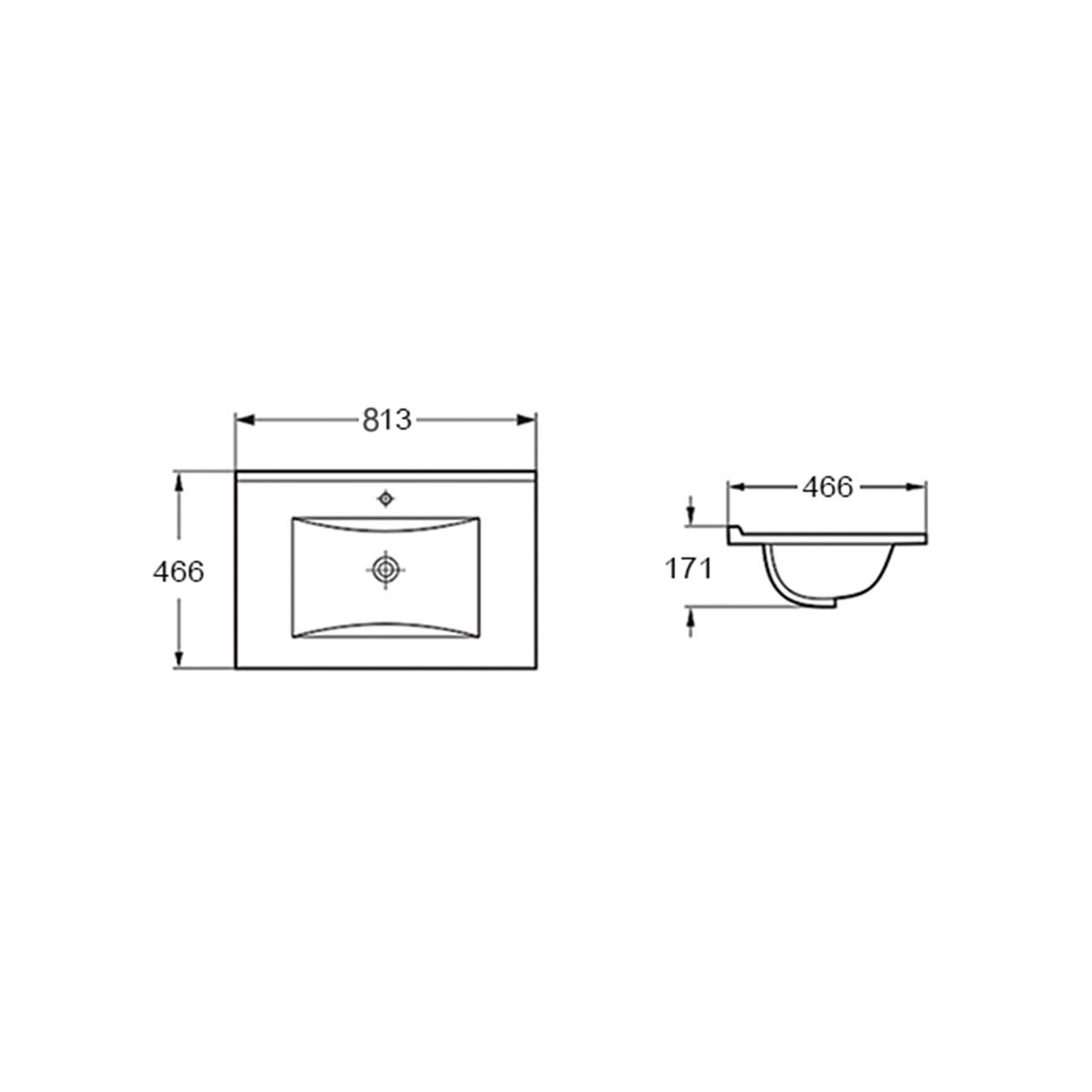 Встраиваемая раковина Vincea 80х46 серая матовая VBS-13980MA - 1