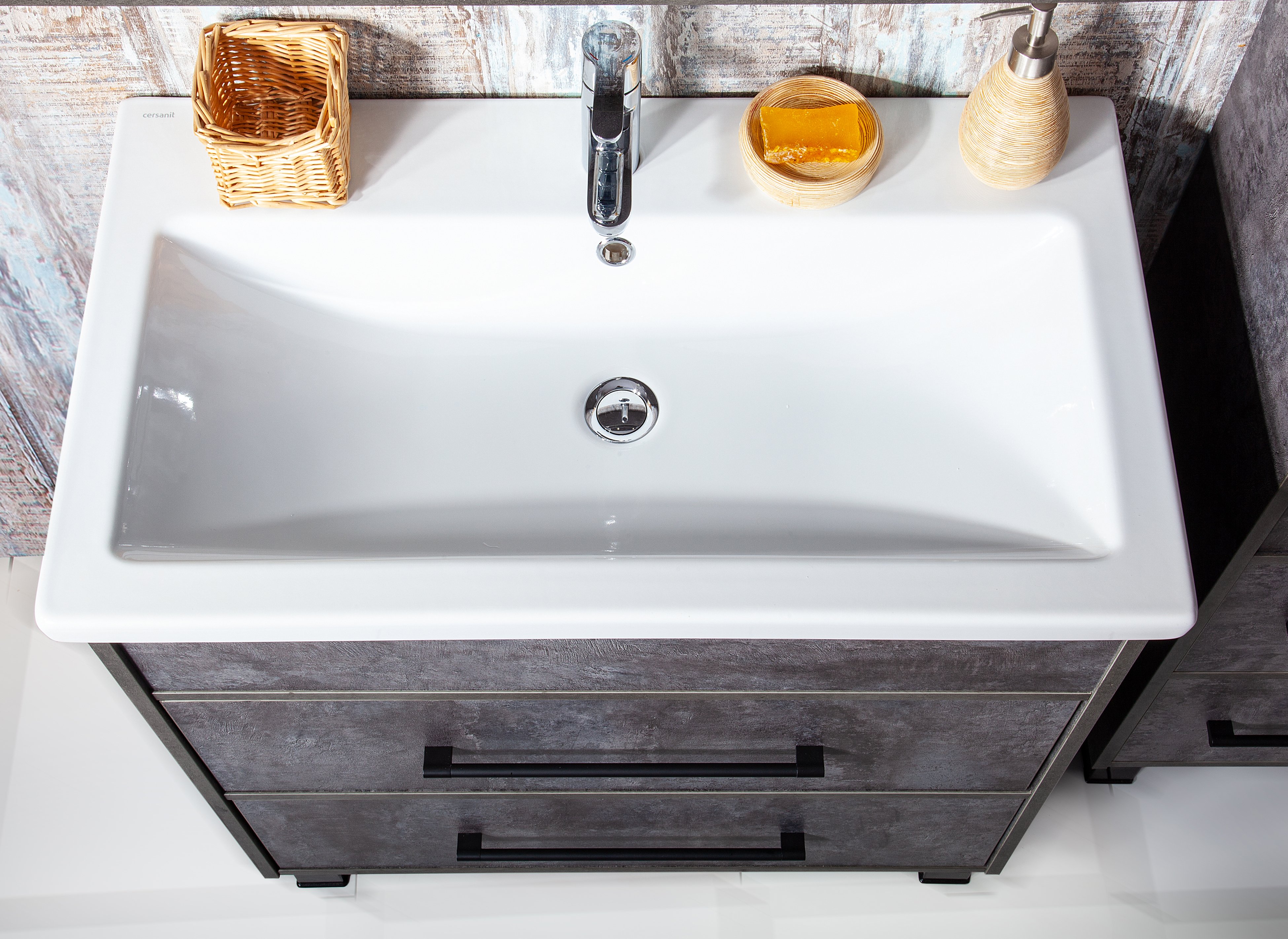 Тумба с раковиной Бриклаер Чили 70 цемент - 4