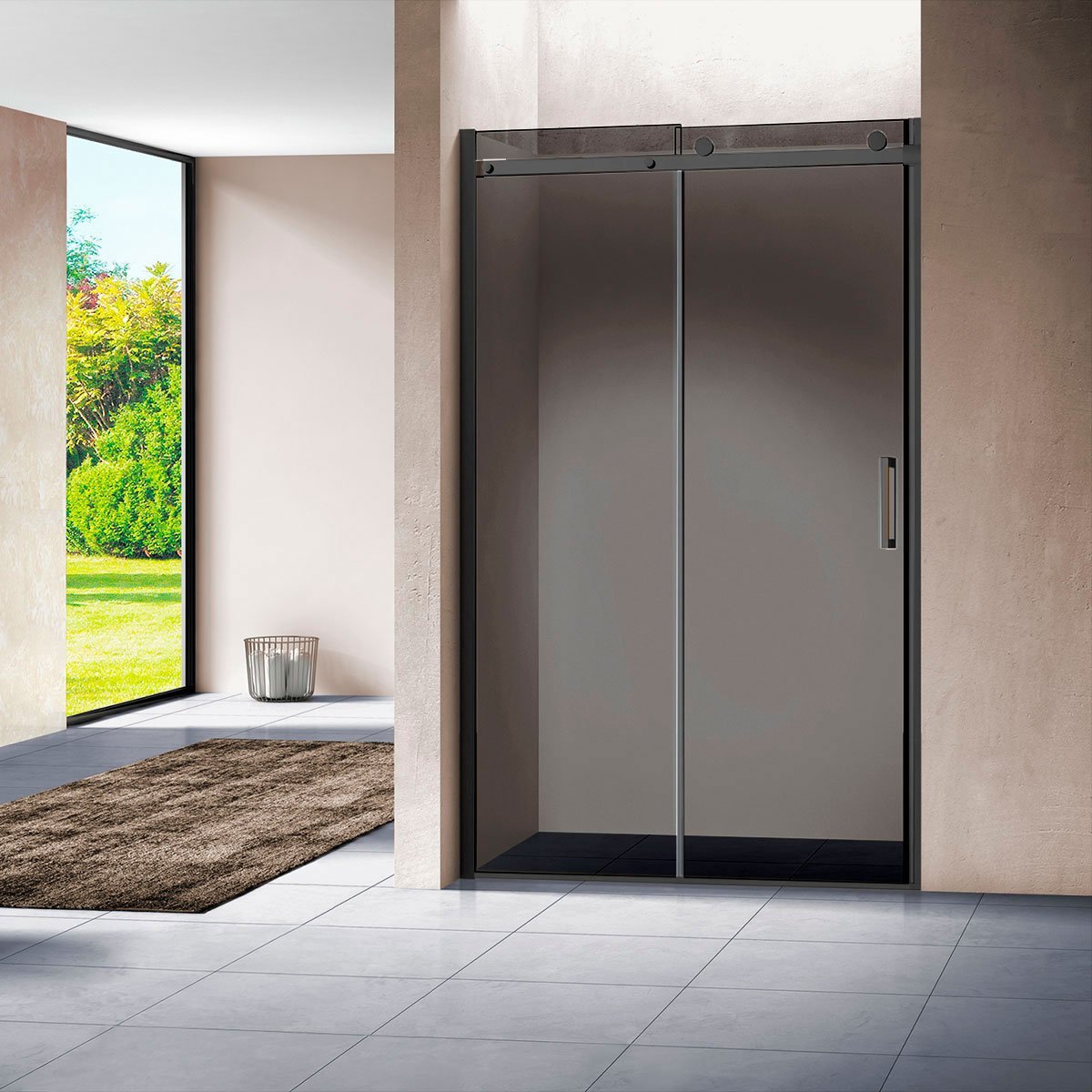 Душевая дверь в нишу Vincea Como VPS-1C120CGB 120 см, профиль черный, стекло тонированное - 1