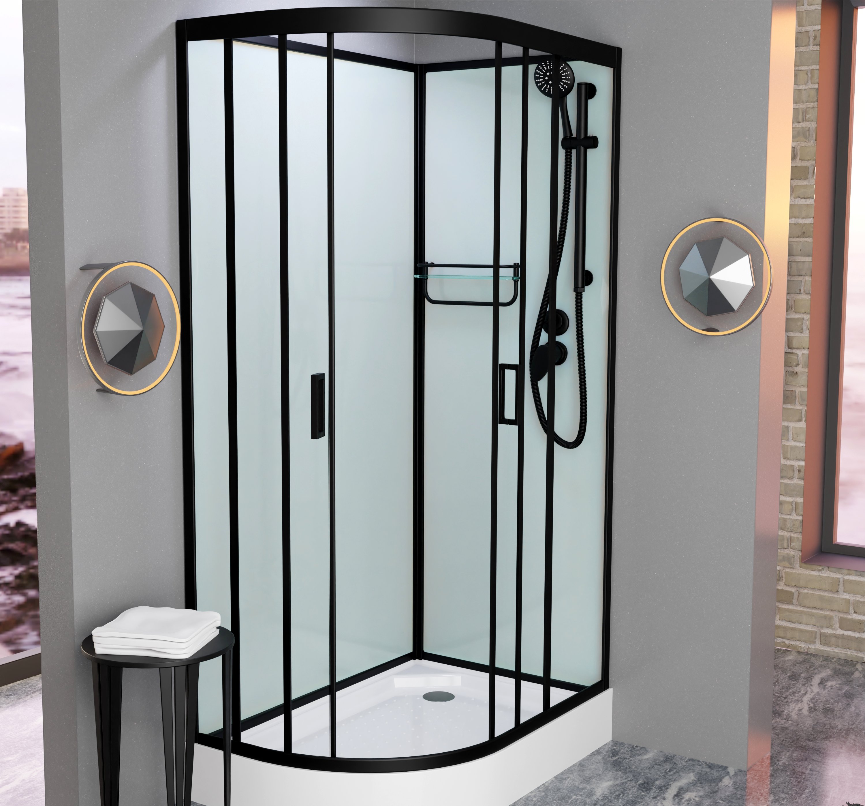 Душевая кабина Frank F412R Black правосторонняя б/к Без крыши 214015 - 1