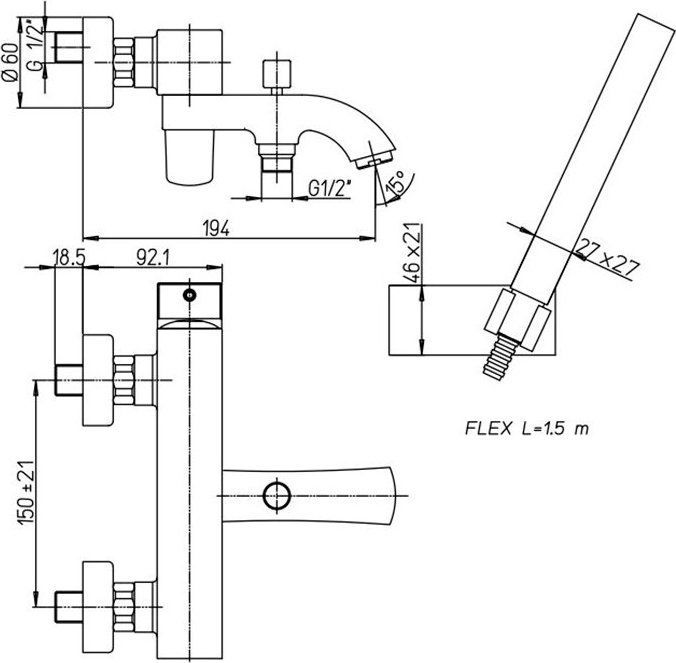 Смеситель для ванны с душем Paini Lady 89YO105KM - 1