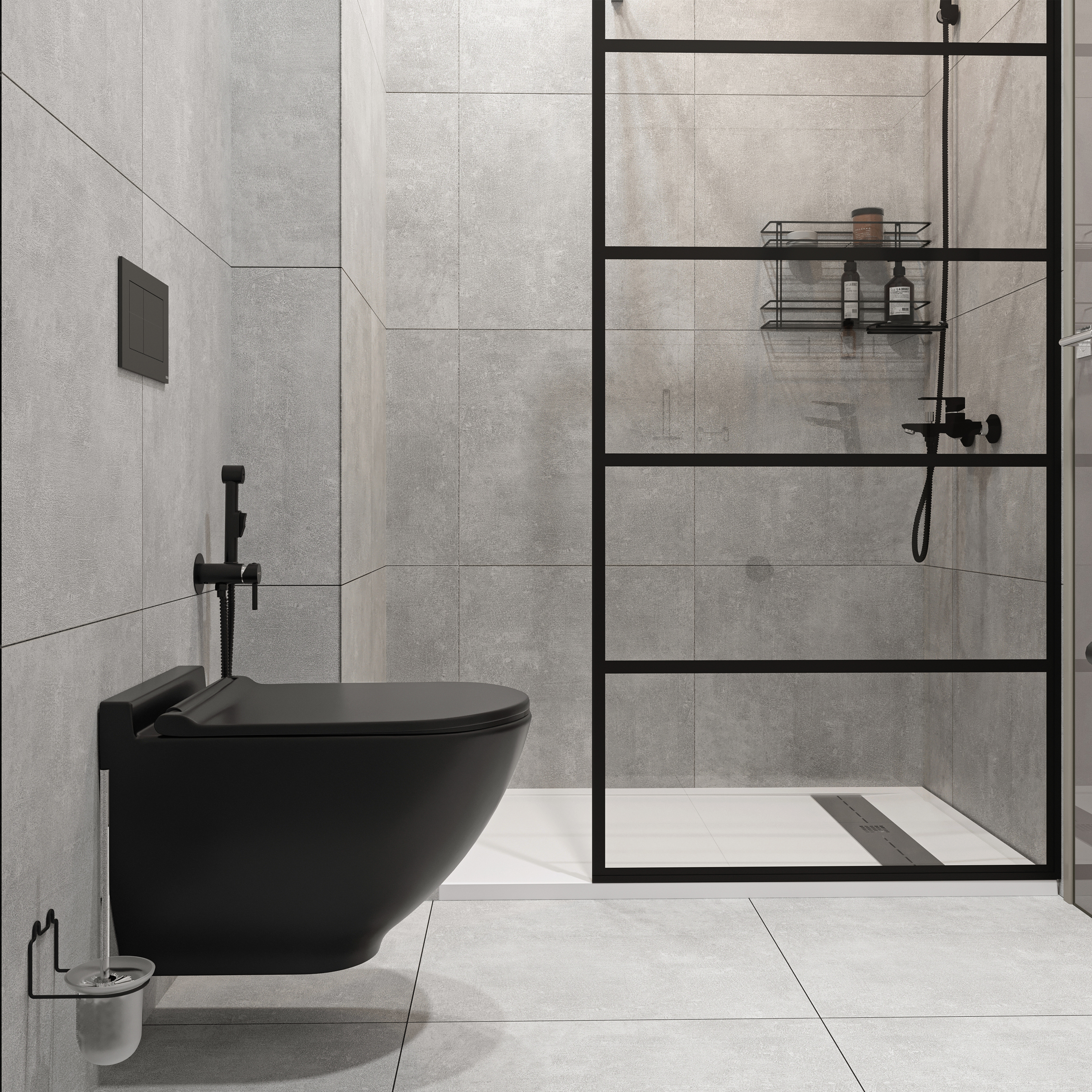 Душевая перегородка STWORKI Кронборг LOFT-GW-100х220 100 см, профиль черный матовый - 1