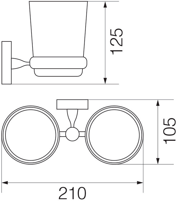 Стакан Veragio Stanford VR.STD-7742.CR двойной, хром - 1