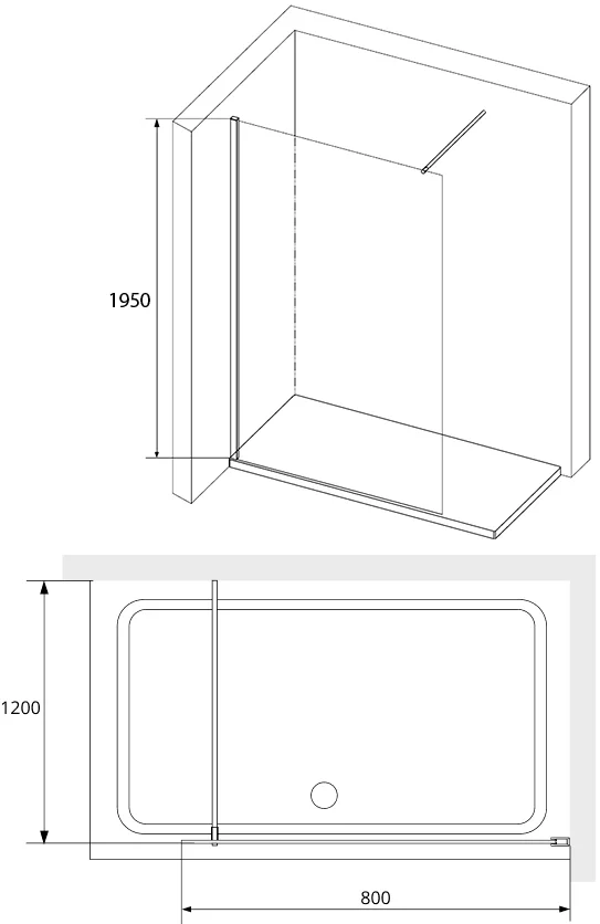 Душевая перегородка RGW Walk In WA-010B 80х195 профиль черный стекло матовое 351001008-24 - 2