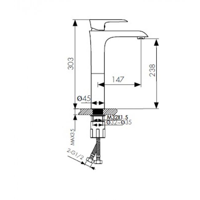 Смеситель для раковины-чаши  KAISER Nove (06111) - 1