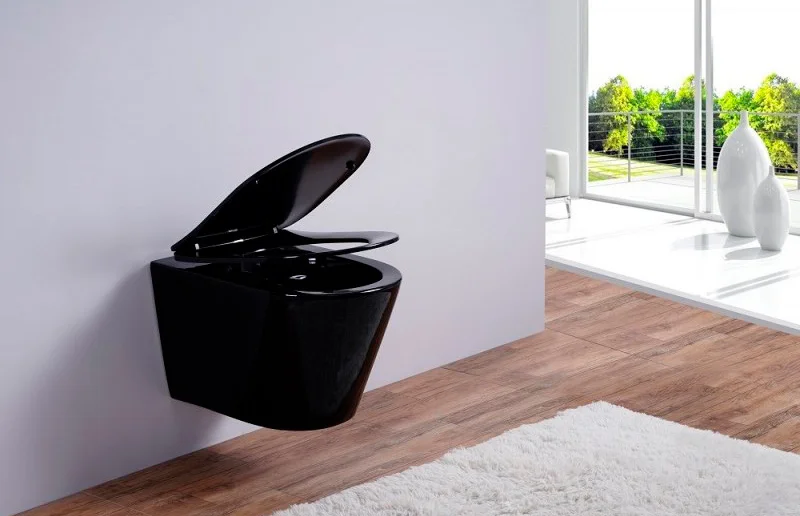 Унитаз подвесной Esbano Clavel с сиденьем микролифт, черный глянцевый  ESUPCLAVB - 3