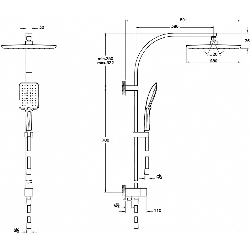 Душевая система Vitra Shine Square хром A45699EXP - 2