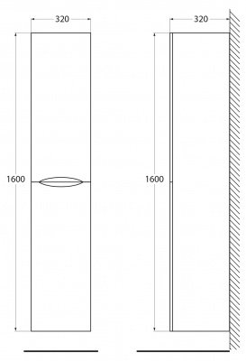 Шкаф-пенал BelBagno Acqua 32х160 серый ACQUA-1600-2A-SC-CVG-P - 3