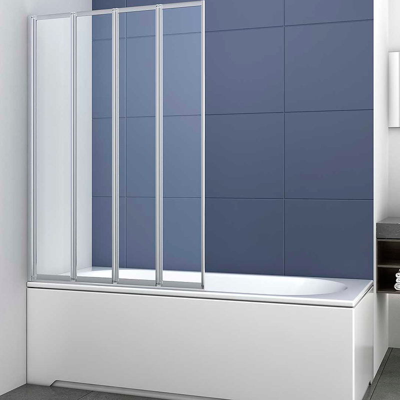 Душевая шторка на ванну Vincea 100х140 хром стекло прозрачное VSB-31100CL - 0