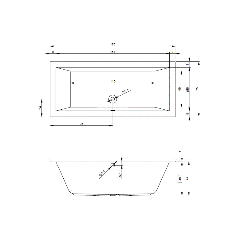 Акриловая ванна Riho Lugo 170x75 B132001005 - 1