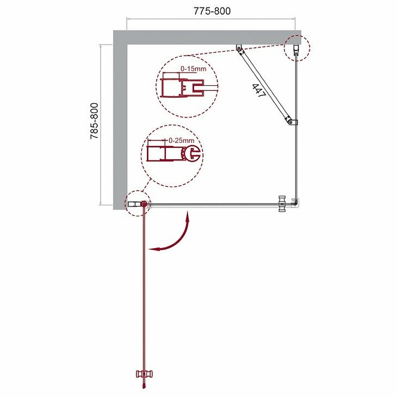 Душевой уголок BelBagno Etna 80х80 профиль хром стекло прозрачное ETNA-A-1-80-C-Cr - 8