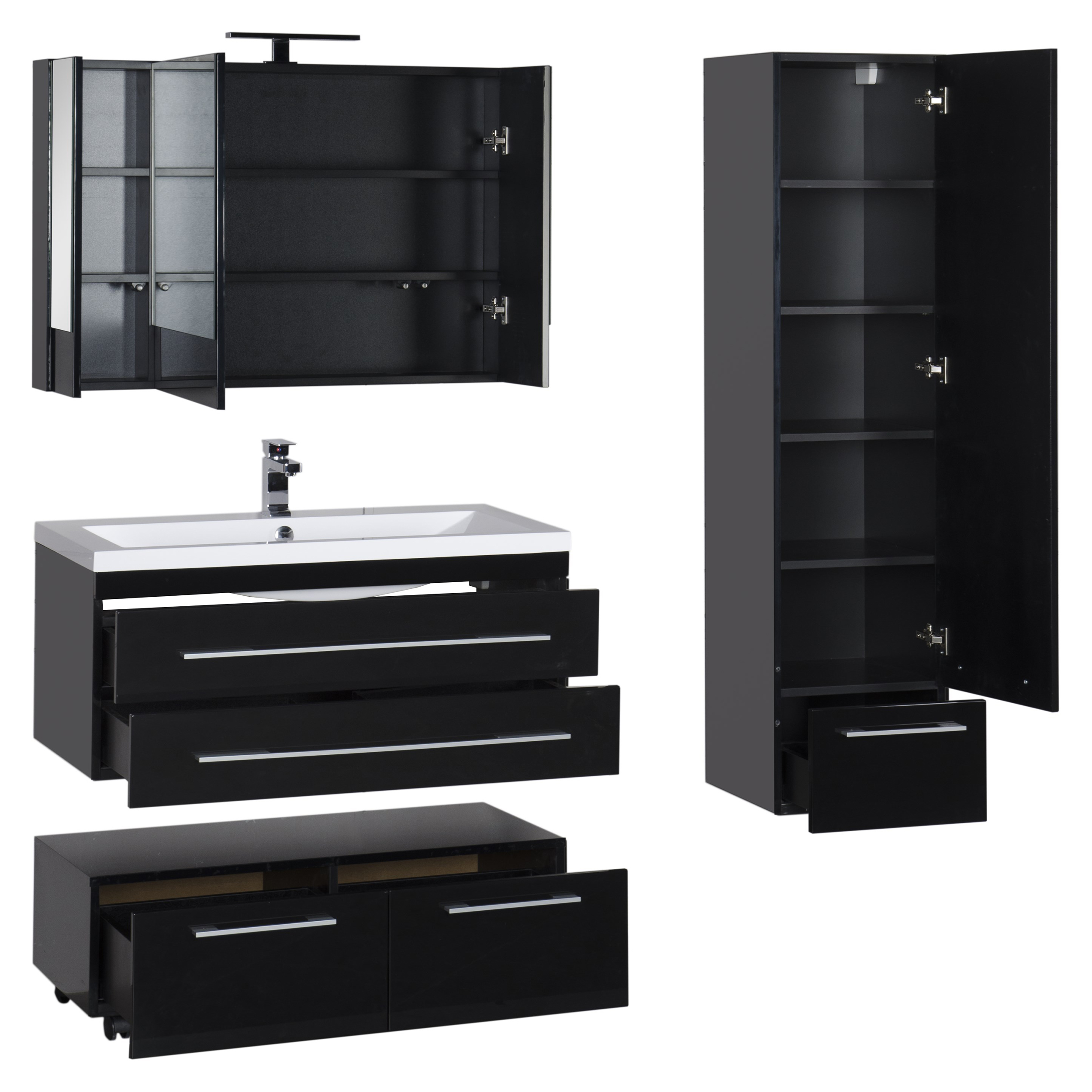 Тумба Aquanet Нота 100 подкатная, черная 170734 - 15