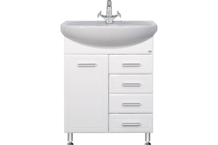 Тумба с раковиной Misty Стелла 65 белая глянцевая ИП000000599 - 0