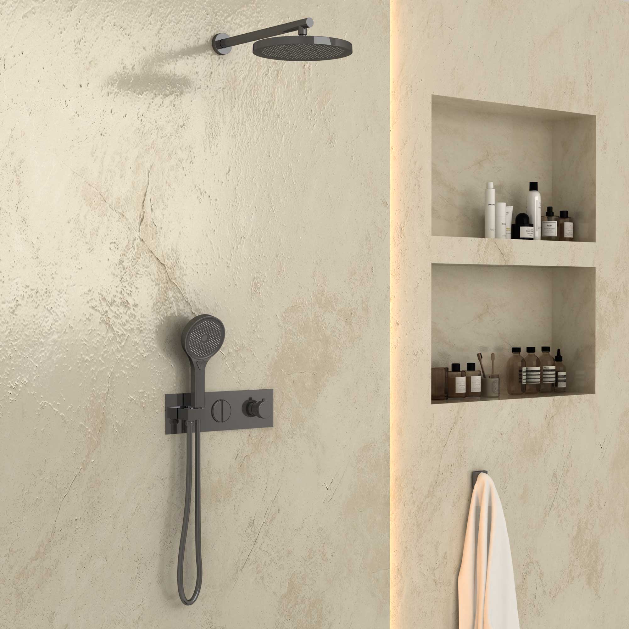 Душевой комплект Vincea с термостатом сталь VSFW-422T2GM - 2